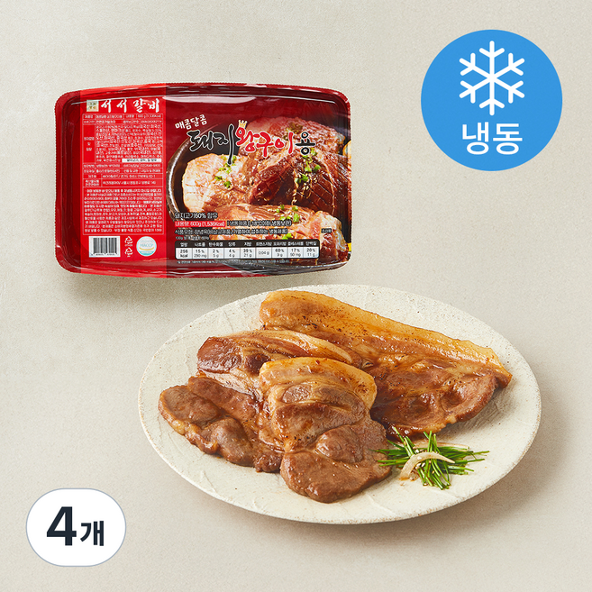 왕조실록 서서갈비 매콤달콤 양념 돼지 왕구이용 (냉동), 600g, 4개