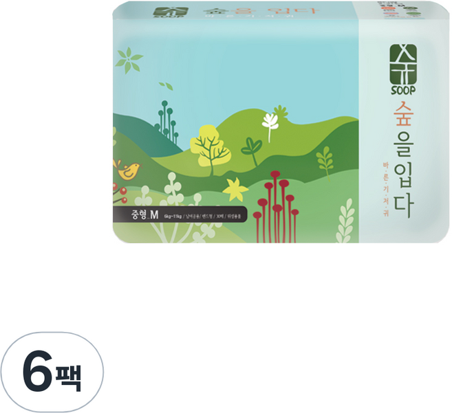 숲 밴드형 기저귀 유아용, 180매, 중형(M)