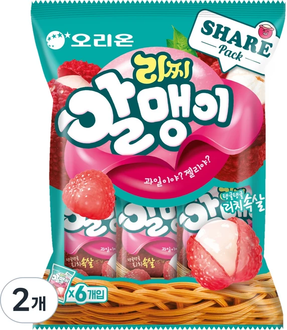 오리온 리찌알맹이 젤리 6개입, 216g, 2개 - 쿠팡