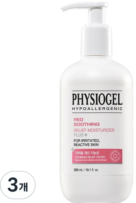 피지오겔 레드 수딩 릴리프 모이스처라이저 플러스 로션, 300ml, 3개 - 쿠팡
