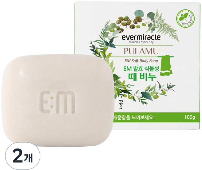 에버미라클 EM 발효식물성 때비누, 100g, 2개
