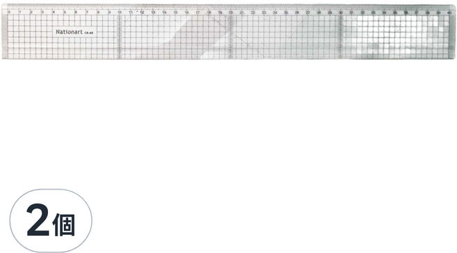 Nationart 勾引切割直尺 T05-CR40 長 40cm x 寬 5cm, 透明色 + 黑色刻度, 2個
