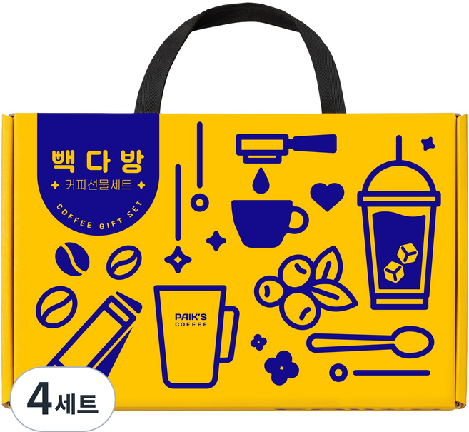 TBK 빽다방 커피 선물세트, 4세트, 스위트블랙 20p + 아메리카노 20p + 커피믹스 20p