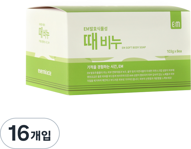 에버미라클 EM발효 식물성 때비누, 100g, 16개
