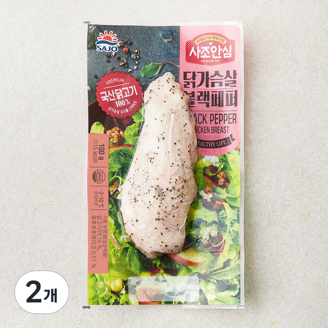 사조안심닭가슴살블랙페퍼, 100g, 1개입, 2개