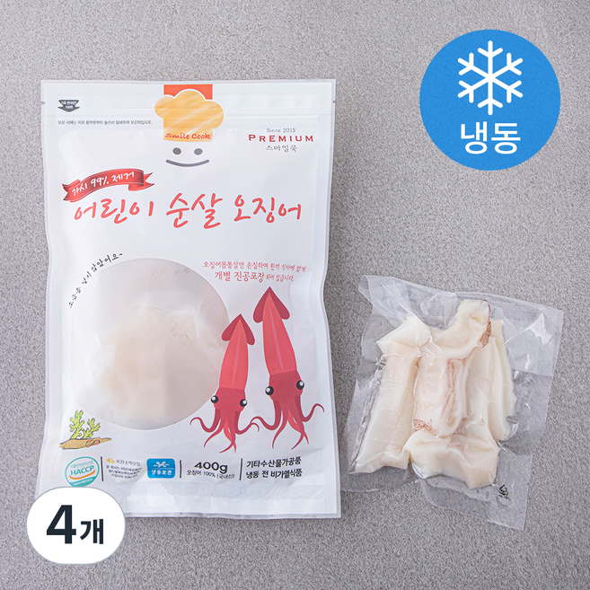 스마일쿡 어린이 순살 오징어 (냉동), 400g, 4개