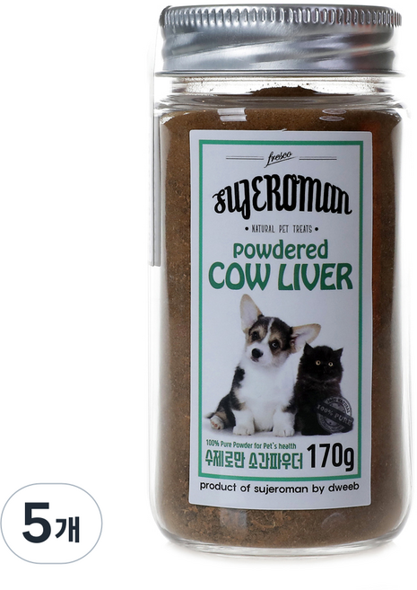SUJEROMAN 반려동물 파우더 간식, 소간, 170g, 5개