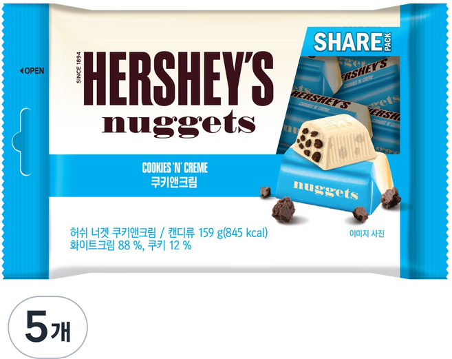 HERSHEY'S 好時 Nuggets巧酥可可白巧克力, 5袋, 159g