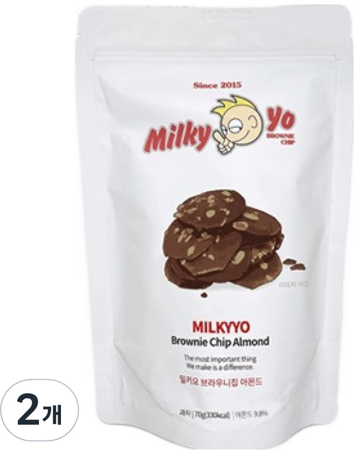 밀키요 브라우니칩 아몬드, 70g, 2개