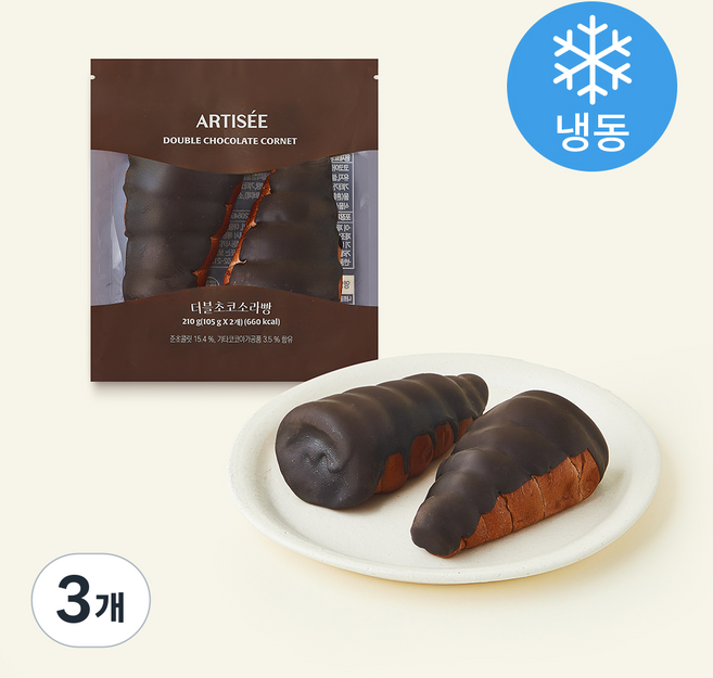 아티제 더블초코소라빵 (냉동), 105g, 3개, 2개입