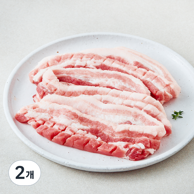 곰곰 무항생제 두꺼운 칼집 삼겹살 구이용 (냉장), 500g, 2개