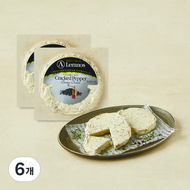 램노스 크랙페퍼 크림치즈, 125g, 6개, 1개입