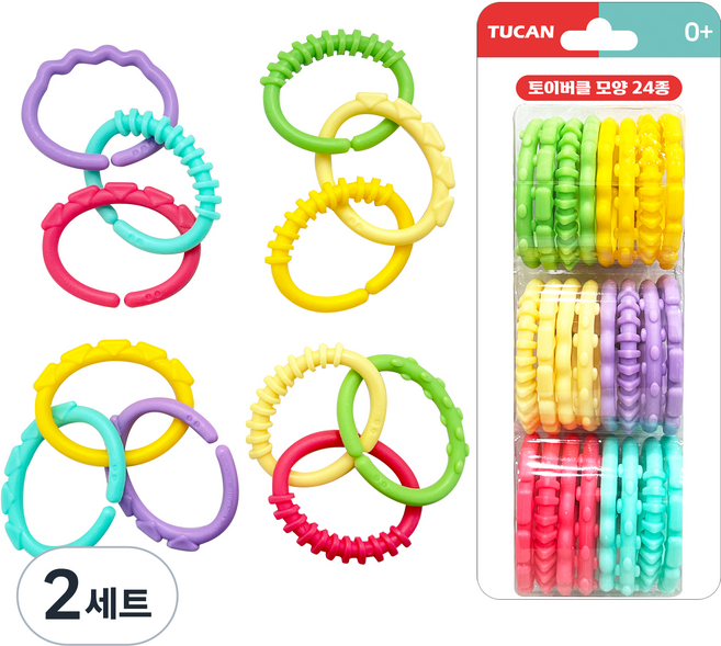 TUCAN Toibuckle 環形觸感發展玩具 24件組, 混合顏色