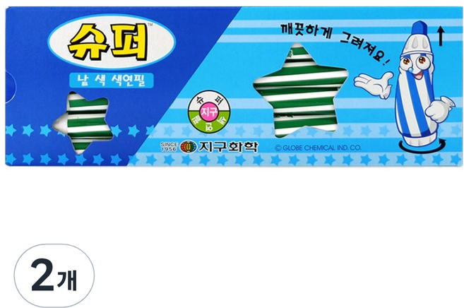 지구화학 슈퍼 색연필 낱색 초록 12p, 2개, 1색