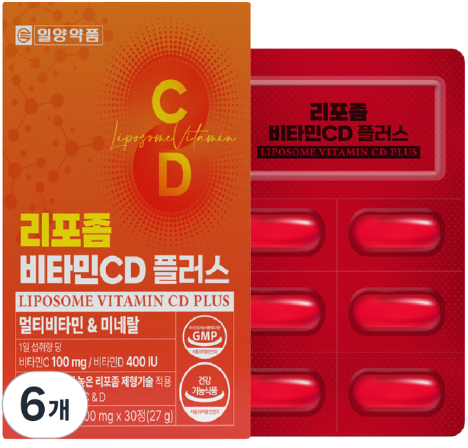일양약품 리포좀 비타민 C D 플러스 멀티비타민 미네랄, 6개, 30정