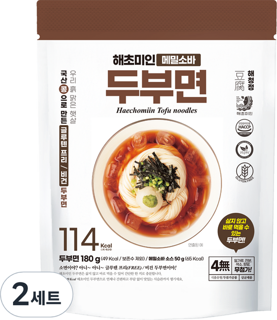 해초미인 두부면 180g + 메밀소스 50g 세트, 2세트