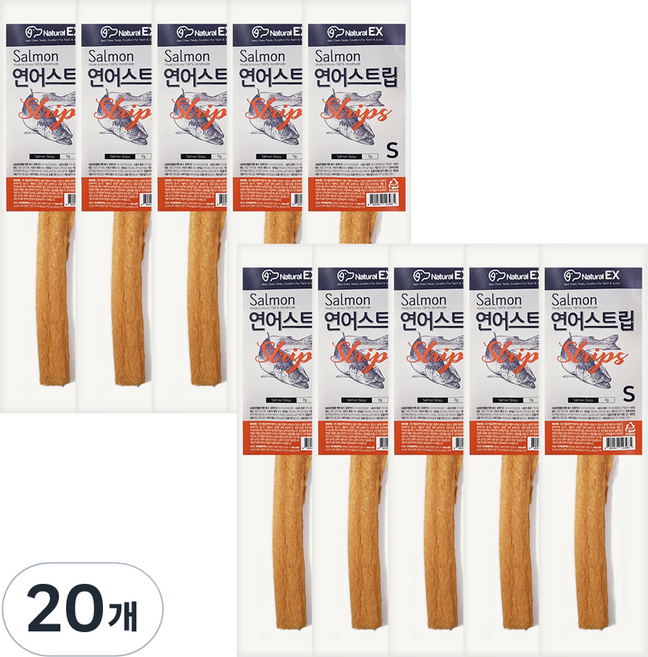 네츄럴이엑스 강아지 연어스트립 수제간식 S, 연어맛, 7g, 20개