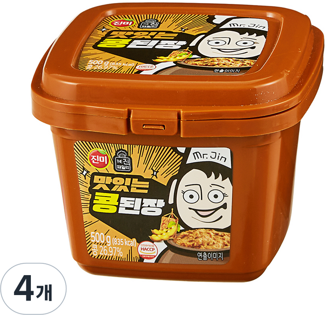 Jinmi Foods 美味黃豆大醬, 4個, 500g