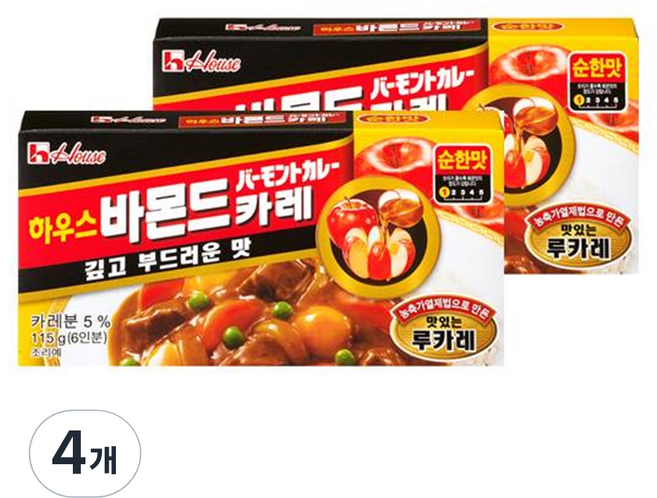 하우스 바몬드카레 순한맛, 115g, 4개
