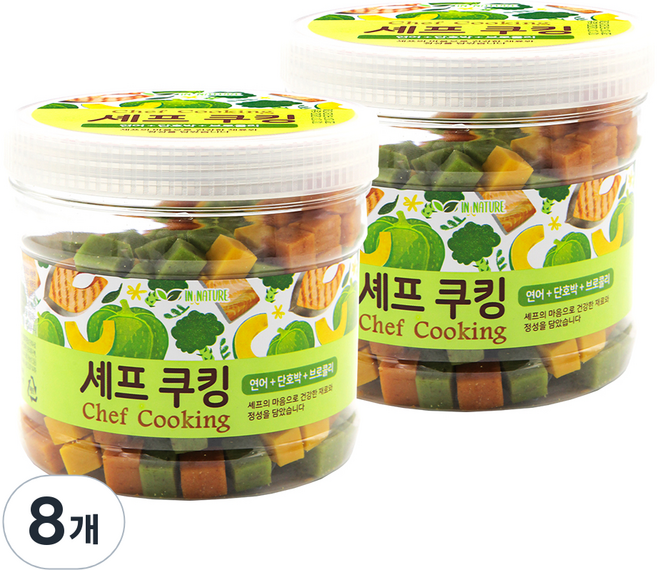 퍼피아이 강아지 셰프쿠킹 통간식, 혼합맛(연어/단호박/브로콜리), 400g, 8개