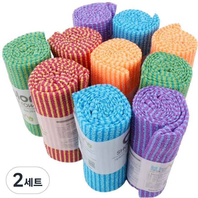 생활속다모아 에브리 이본 컬러 샤워타올 5종 x 2p 세트, 혼합색상, 2세트, 10매입