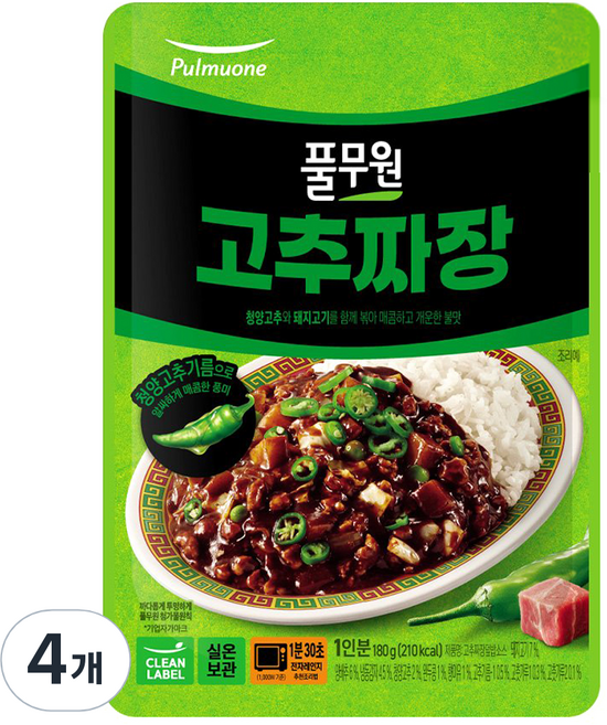 풀무원 고추짜장 덮밥소스, 180g, 4개