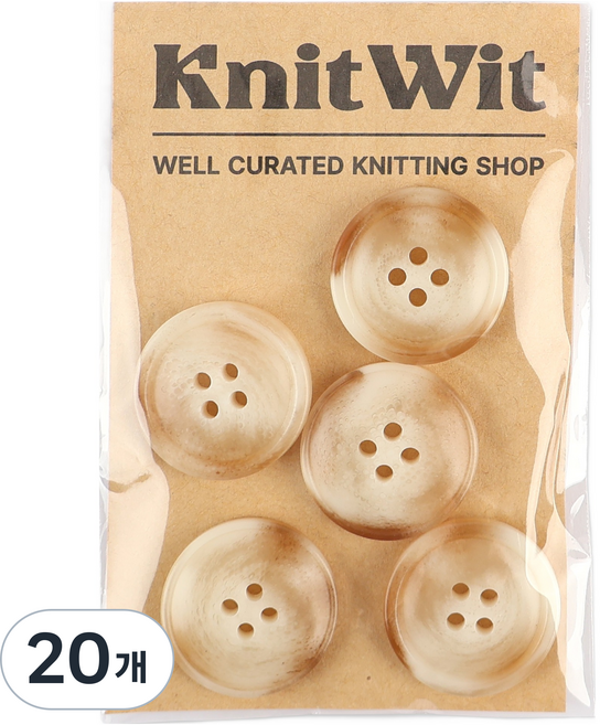 KnitWit 大理石紋鈕扣 25mm, 象牙白, 20個