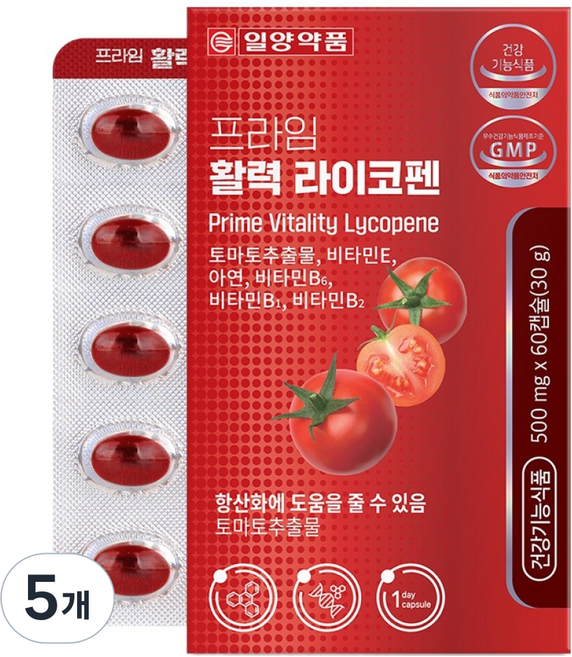 일양약품 프라임 활력 라이코펜 30g, 5개, 60정