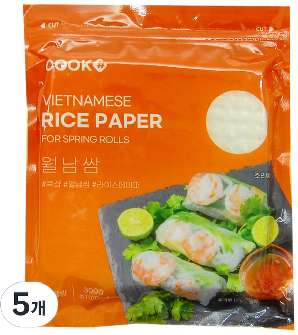 월남쌈 라이스페이퍼 사각, 300g, 5개