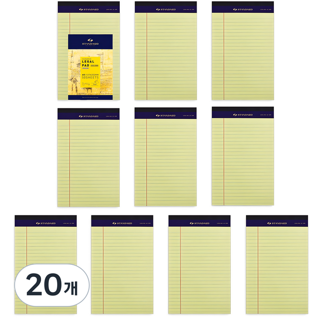 Standard on Heritage A5 Legal Pad, 50張, 20個, 黃色