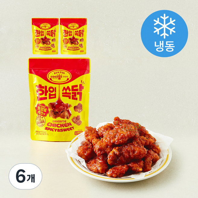 쿠즈락 한입 쏙닭 핫양념치킨 (냉동), 180g, 6개