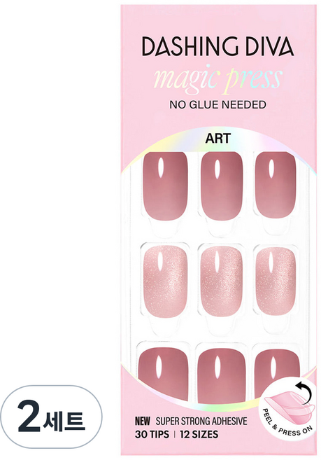 데싱디바 매직프레스 네일팁 세트 글리밍 로즈 레귤러 라운드, 2세트, 핑크