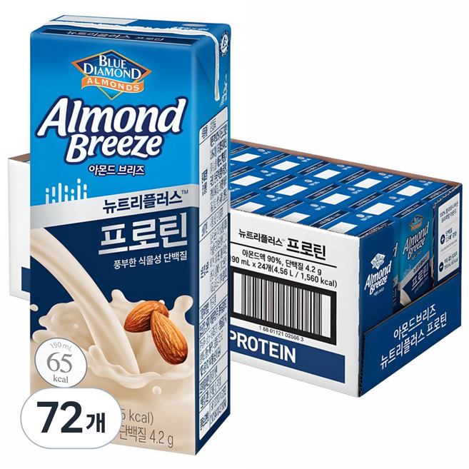 아몬드브리즈 뉴트리플러스 프로틴, 190ml, 72개