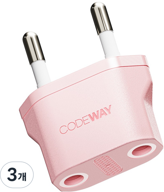 CODEWAY 豬鼻子 220V 轉歐規插頭 35 x 43 mm, 粉紅色, 3個