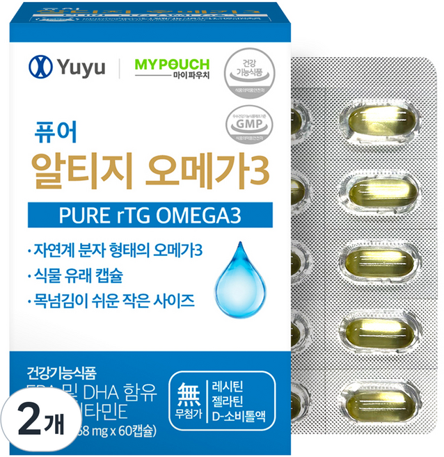 유유제약 퓨어 알티지 오메가3, 40.08g, 2개