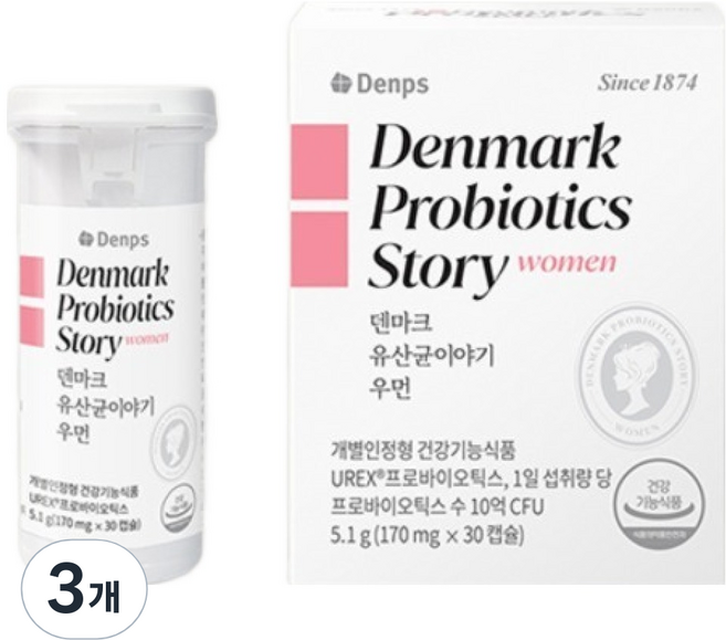 Denps 丹麥女性益生菌, 3個, 30錠