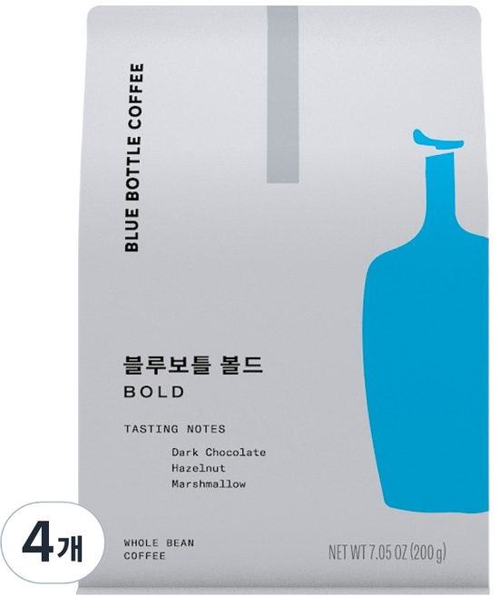 BLUE BOTTLE COFFEE 醇厚咖啡豆, 原豆(未研磨), 200g, 4個