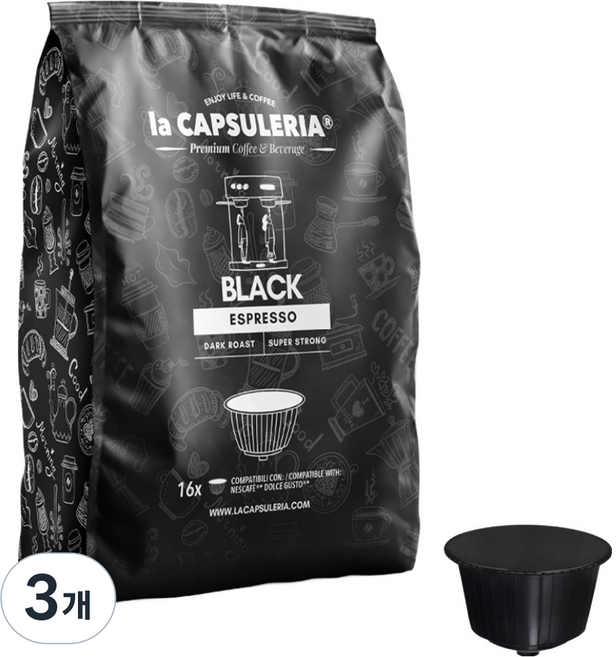 캡슐리아 돌체구스토캡슐 호환 블랙에스프레소 캡슐커피, 7g, 3개, 16개입