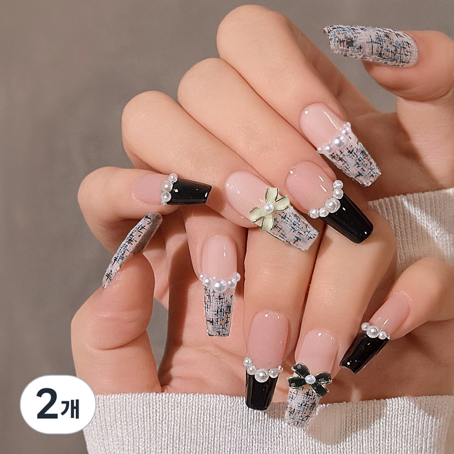 잇템샵 롱 숏 디자인 컬렉션 프렌치 네일팁, 라메르, 2개