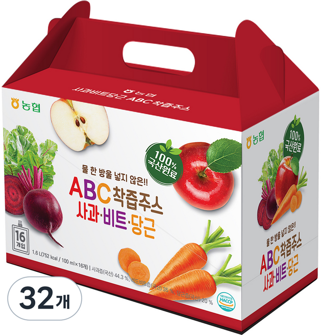 농협 ABC 착즙주스, 100ml, 32개