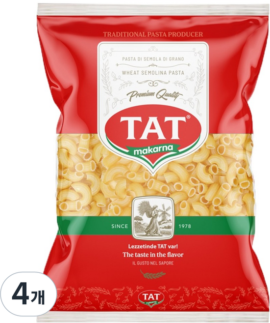 TAT 마카로니 파스타면, 500g, 4개