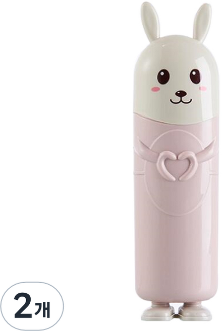 더자카 러브유 레빗 칫솔케이스 표정랜덤, 핑크, 2개