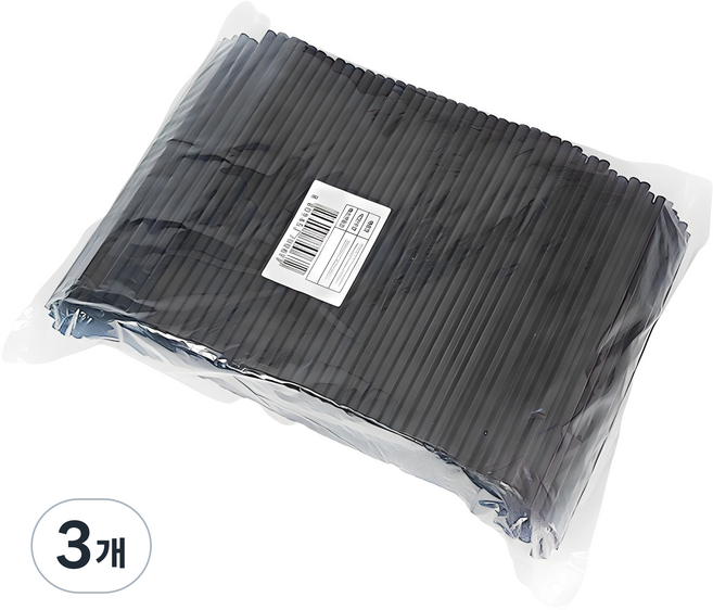 일자 검정 벌크포장 빨대 7 x 210 mm, 500개입, 3개