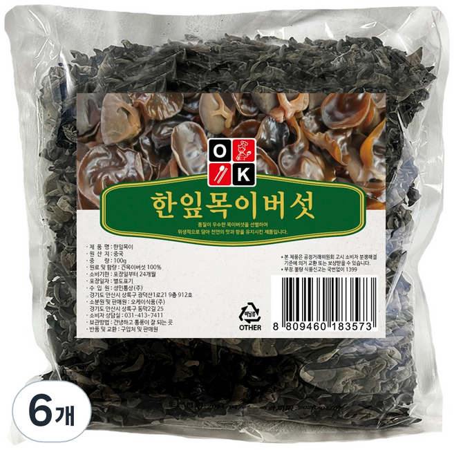 OKFOOD 乾韓葉木耳, 100g, 6個