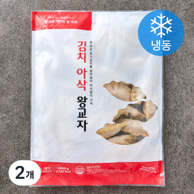한만두 김치 아삭 왕교자 (냉동), 1.65kg, 2개
