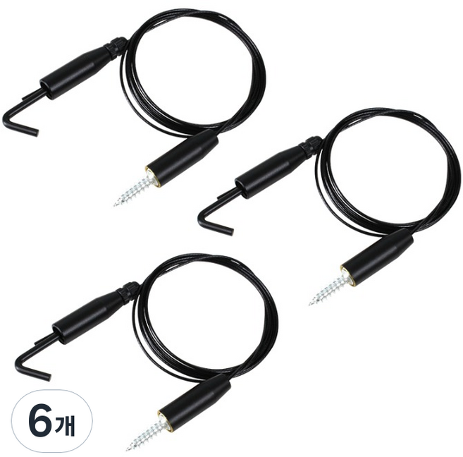 코텍스 액자 와이어 슬림 좁은틈 천장걸이 1m, 6개, 블랙