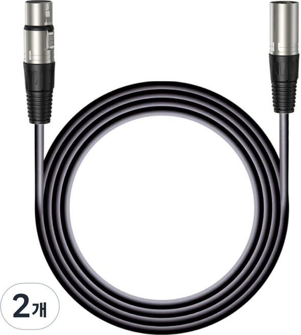 마오노 XLR 마이크 케이블 1.8m, 2개, 블랙, MKC-018