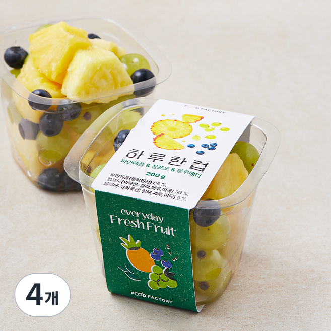 가족 하루한컵 파인애플 & 청포도 & 블루베리, 4개, 200g