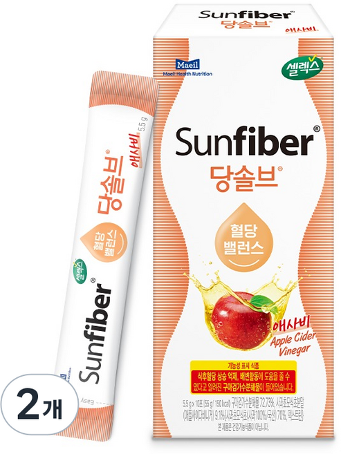 Selex Sunfiber蘋果醋膳食纖維複合沖泡粉包 10條入, 55g, 2盒
