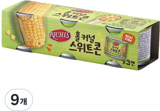 RICHIS 整粒甜玉米, 125g, 9個